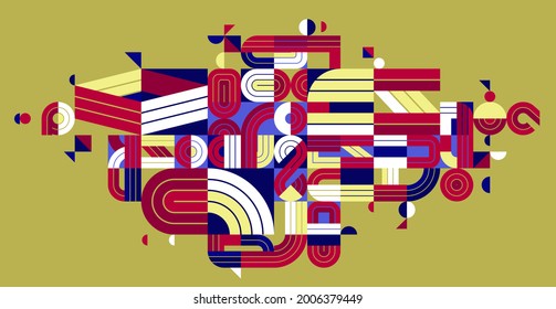 Dynamic messy abstract vector design composition, minimal lined modern art, stylish geometry elements.