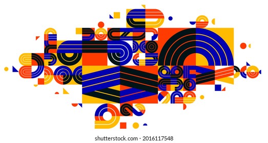 Dynamic messy abstract vector design composition, minimal lined modern art, stylish geometry elements, isolated over white.