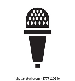 dynamic microphone icon over white background, silhouette style, vector illustration