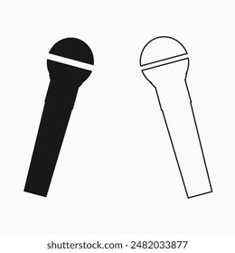 Micrófono Iconos: Ilustración vectorial de iconos de micrófono negro con fondo blanco