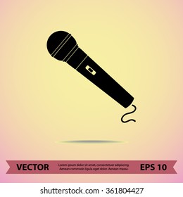 Dynamic microphone sign icon, vector illustration. Flat design style