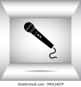 Dynamic microphone sign icon, vector illustration. Flat design style