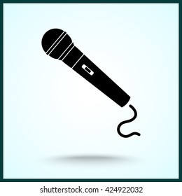 Dynamic microphone sign icon, vector illustration. Flat design style