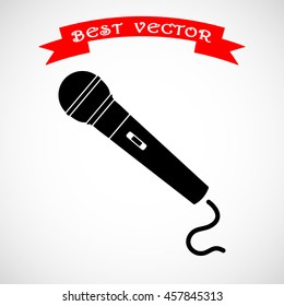 Dynamic microphone sign icon, vector illustration. Flat design style