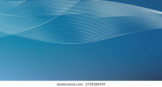 A dynamic and modern abstract background featuring a gradient blue color scheme with elegant, flowing white lines creating a sense of movement and digital flow.