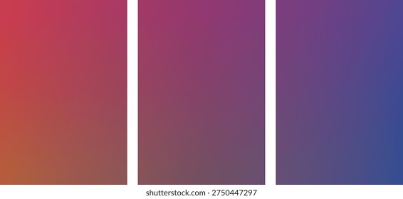 A dynamic and modern abstract background featuring a smooth gradient transition from warm reds and oranges to cool purples and blues, segmented by crisp white vertical lines.