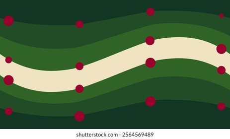Dynamic Modern Abstract Green Wavy Flow Background With Red Dots can be used for banner, presentation, marketing. Vector EPS 10