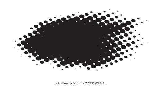 Um padrão de pontos de meio-tom abstrato dinâmico e moderno, criando um efeito de gradiente de preto sólido a pontos dispersos, ideal para projetos de design gráfico.