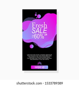 dynamic modern abstract liquid amoeba sale banner, sale banner design for mobile with gradient color