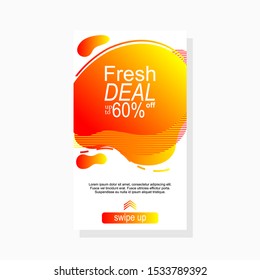 dynamic modern abstract liquid amoeba sale banner, sale banner design for mobile with gradient color