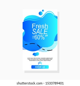 dynamic modern abstract liquid amoeba sale banner, sale banner design for mobile with gradient color
