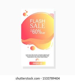 dynamic modern abstract liquid amoeba sale banner, sale banner design for mobile with gradient color