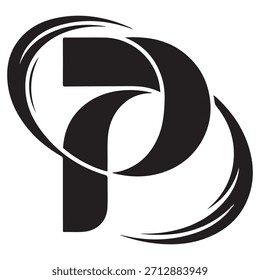 Emblema moderno dinámico con número siete y P