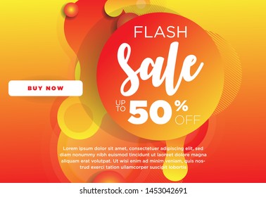Dynamic modern fluid background for flash sale banners. Promotional vector illustration template for special offer. Design for social media, poster, newsletter, ad, leaflet, placard, brochure, flyer
