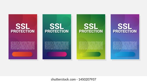 Dynamic modern fluid banners with text SSL protection. SSL protection banner template design, gradient color.trendy color. modern design.set 