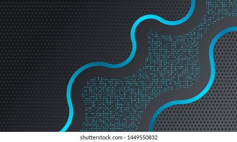 Dynamic Modern Fluid Black Blue Techno Corporate Business Background Template