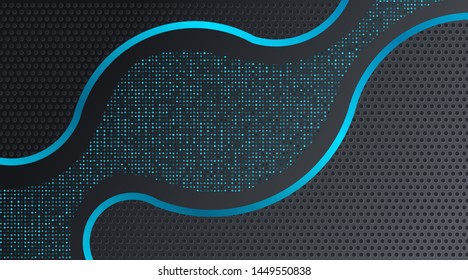 Dynamic Modern Fluid Black Blue Techno Corporate Business Background Template