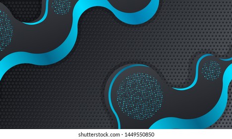 Dynamic Modern Fluid Black Blue Techno Corporate Business Background Template