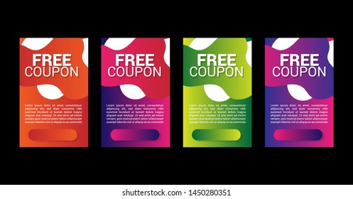 Dynamic modern fluid mobile banners with text free coupon. banner template design, gradient color.trendy color. modern design.set 
