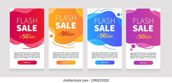 Dynamic modern fluid mobile for flash sale banners. Sale banner template design, Flash sale special offer set