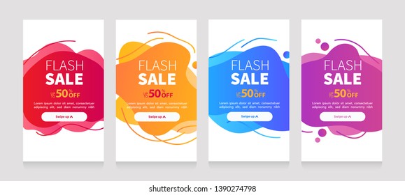 Dynamic modern fluid mobile for flash sale banners. Sale banner template design, Flash sale special offer set