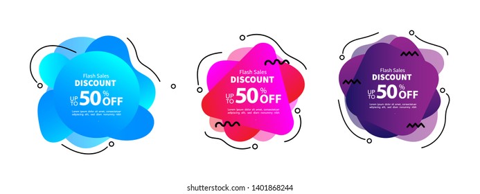 Dynamic modern fluid mobile for Flash Sale banners. Sale banner template design, Flash Sale Discount special offer set