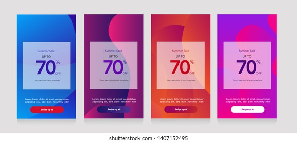 Dynamic modern fluid mobile for Flash Sale banners. Get Coupon Discount Sale banner template design, Summer Sale Discount special offer set.