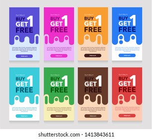 Dynamic modern fluid mobile for Flash Sale banners. Get Coupon Discount Sale banner template design, Summer Sale Discount special offer set, Gift Card set.