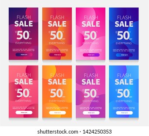 Dynamic modern fluid mobile for flash sale banners. Sale banner template design, Flash sale special offer set