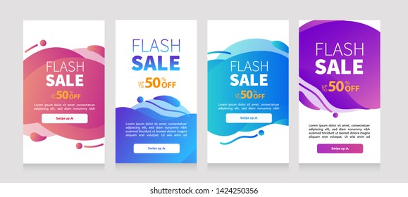Dynamic modern fluid mobile for flash sale banners. Sale banner template design, Flash sale special offer set
