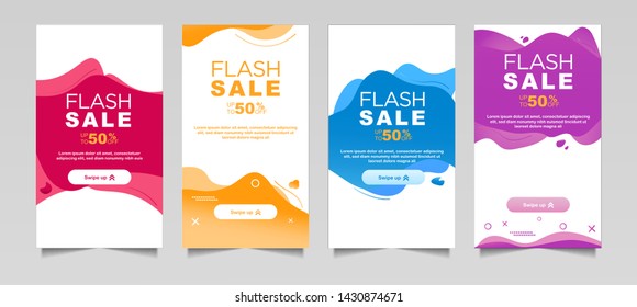 Dynamic modern fluid mobile for flash sale banners. Sale banner template design, Flash sale special offer set