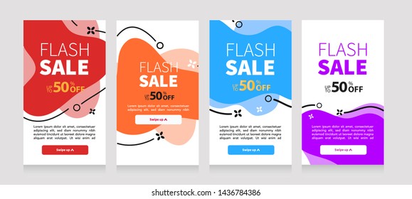 Dynamic modern fluid mobile for flash sale banners. Sale banner template design, Flash sale special offer set