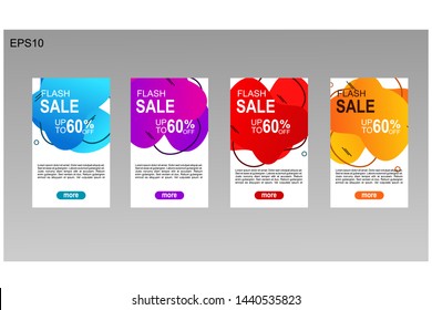 
Dynamic modern fluid mobile for flash sale banners. Sale banner template design, Flash sale special offer set

