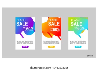 
Dynamic modern fluid mobile for flash sale banners. Sale banner template design, Flash sale special offer set

