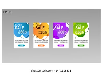 
Dynamic modern fluid mobile for flash sale banners. Sale banner template design, Flash sale special offer set

