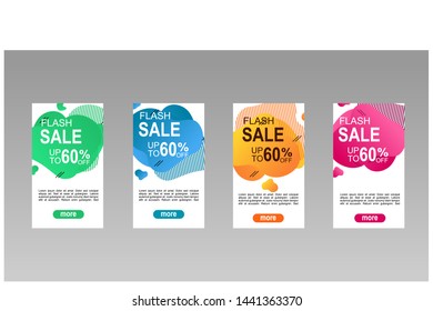 
Dynamic modern fluid mobile for flash sale banners. Sale banner template design, Flash sale special offer set


