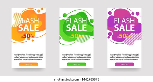 Dynamic modern fluid mobile for flash sale banners. Sale banner template design,social media post, Flash sale special offer set and any more.