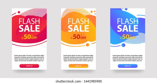 Dynamic modern fluid mobile for flash sale banners. Sale banner template design,social media post, Flash sale special offer set and any more.