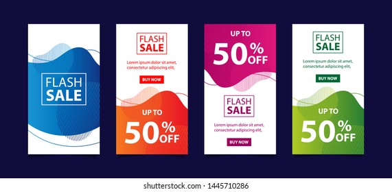 Dynamic modern fluid mobile for flash sale banners. Sale banner template design, Flash sale special offer set