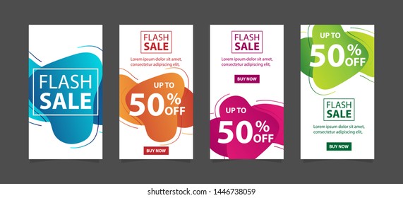 Dynamic modern fluid mobile for flash sale banners. Sale banner template design, Flash sale special offer set