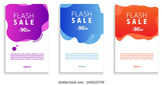Dynamic modern fluid mobile for flash sale banners. Sale banner template design, Flash sale special offer set 5