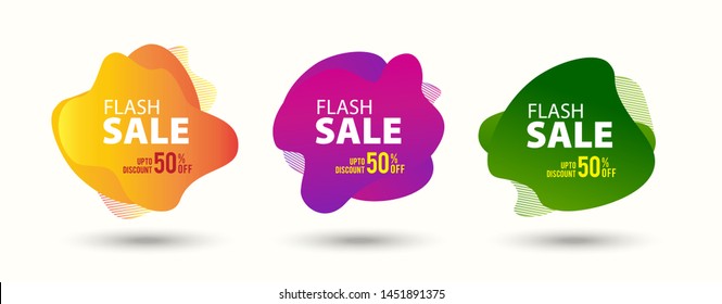 Dynamic modern fluid mobile for flash sale banners. Flash sale banner template design. Flash sale special offer set banners