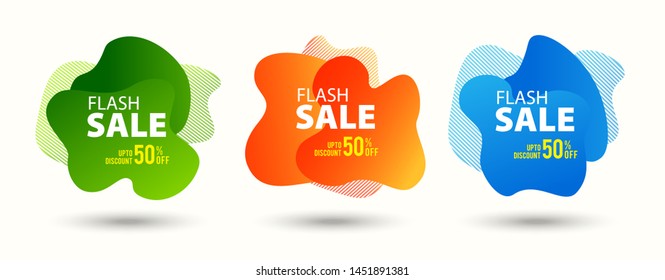 Dynamic modern fluid mobile for flash sale banners. Flash sale banner template design. Flash sale special offer set banners