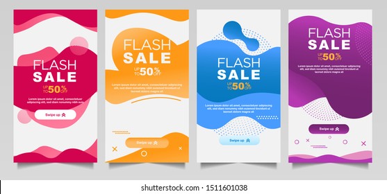 Dynamic modern fluid mobile for flash sale banners. Sale banner template design, Flash sale special offer set