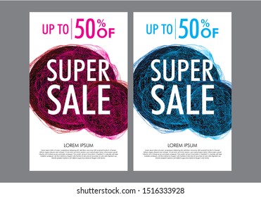 Dynamic modern fluid mobile for flash sale banners. Sale banner template design, Flash sale special offer set - Vector