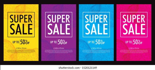 Dynamic modern fluid mobile for flash sale banners. Sale banner template design, Flash sale special offer set - Vector