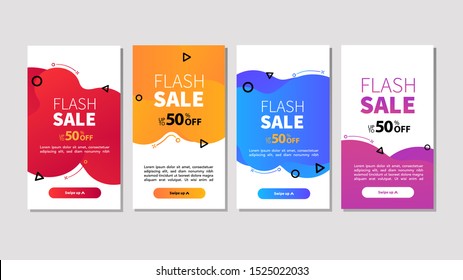 Dynamic modern fluid mobile for flash sale banners. Sale banner template design, Flash sale special offer set.Vector illustration