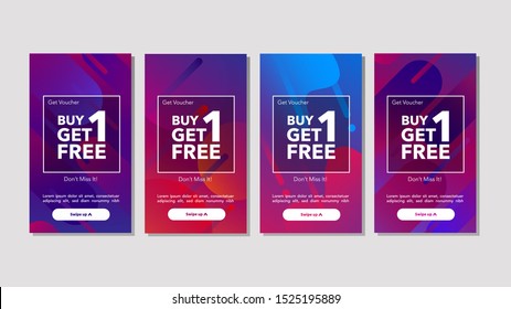 Dynamic modern fluid mobile for Flash Sale banners. Get Coupon Discount Sale banner template design, Sale Discount special offer set.