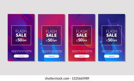 Dynamic modern fluid mobile for flash sale banners. Sale banner template design, Flash sale special offer set.Vector illustration