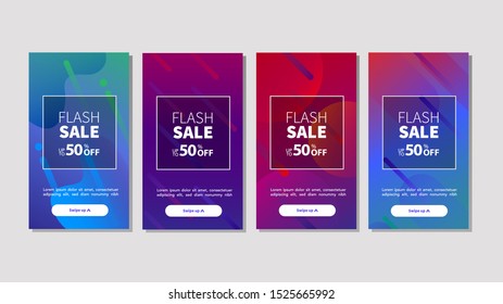 Dynamic modern fluid mobile for flash sale banners. Sale banner template design, Flash sale special offer set.Vector illustration